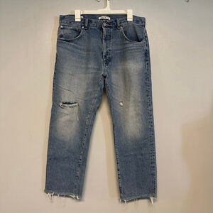 Men's PacSun Blue Vintage Loose Crop Jeans Waist 34 distressed raw hem